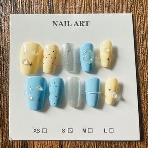 Blue and Yellow Nail Art Set